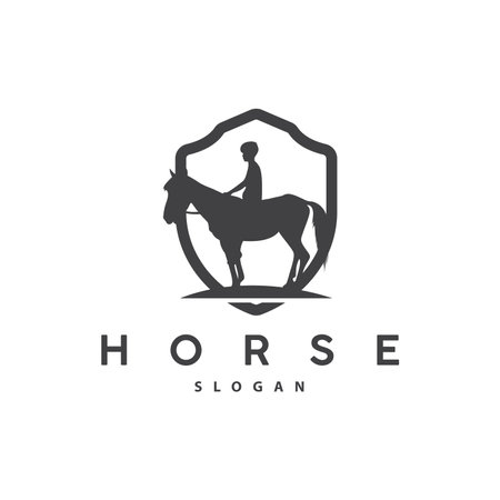 Horse Logo, West Country Farm Ranch Cowboy Logo Design, Simple Illustration Templateのイラスト素材