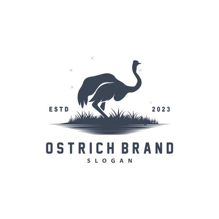 Ostrich Logo Design, Desert Animal Illustration, Living In The Forest, Vector Camel Brand Productのイラスト素材