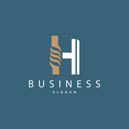 Initial Letter H Minimalist Logo, Simple Luxury Logotype Vector, Corporate Identity Emblem Symbol Design Brand, Company, Businessのイラスト素材