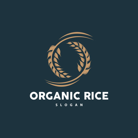 Wheat Grain Rice Logo, Simple Design Organic Vector Illustration Icon Templateのイラスト素材