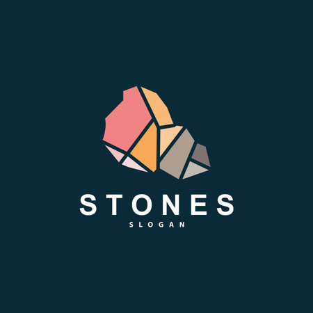 Stone Logo, Premium Elegant Design, Stone Balance Vector, Stepping Rock Walking Icon Illustration Designのイラスト素材