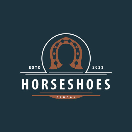 Simple Minimalist Horseshoe Logo, Western Cowboy Farm Ranch Retro Vintage Retro Designのイラスト素材