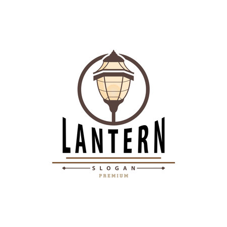 Lantern Logo Design Street Lamp Simple Classic Vintage Symbol Illustration Templateのイラスト素材