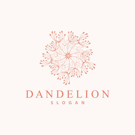 Dandelion Flower Logo Design Simple Vector Minimalist Symbol Templateのイラスト素材