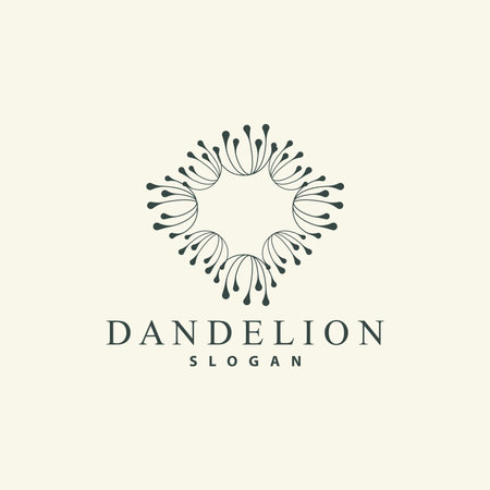 Dandelion Flower Logo Design Simple Vector Minimalist Symbol Templateのイラスト素材