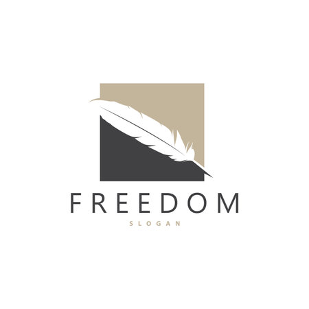 Feather Logo, Animal Wing Design, Vector Icon Template Simpleのイラスト素材