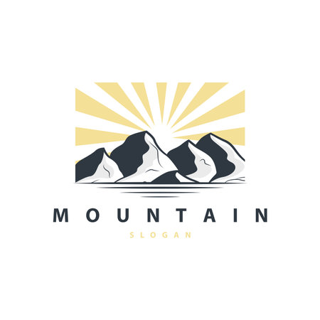 Mountain Nature Landscape Logo Simple Minimalist Design, Vector Illustration Symbol Templateのイラスト素材