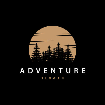 Forest Logo, Vector Forest Wood With Pine Trees, Design Inspirational Badge Label Illustrationのイラスト素材