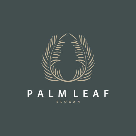 Palm Leaf Logo Design Vector Simple Minimalist Symbol Illustration Templateのイラスト素材