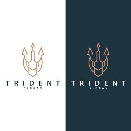 Neptune Poseidon Trident Logo, Spear Simple Vintage Template Designのイラスト素材