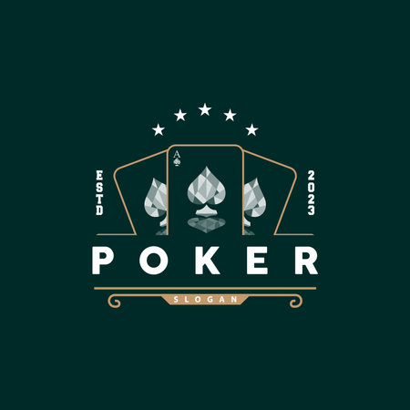 Poker Card Logo Classic Vector Gambling Game Design Simple Symbol Templateのイラスト素材