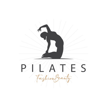 Pilates Pose Logo, Yoga Logo Design Vector Template Illustrationのイラスト素材