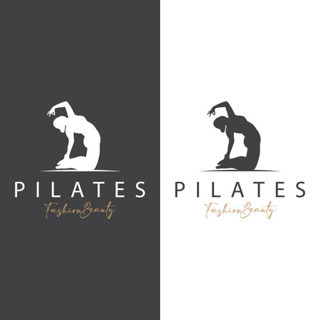 Pilates Pose Logo, Yoga Logo Design Vector Template Illustrationのイラスト素材