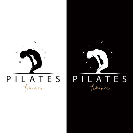 Pilates Pose Logo, Yoga Logo Design Vector Template Illustrationのイラスト素材