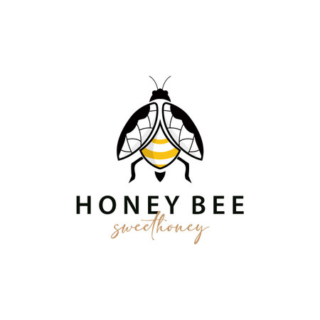 Honey Bee Logo Design Insect Vector Illustration Templateのイラスト素材
