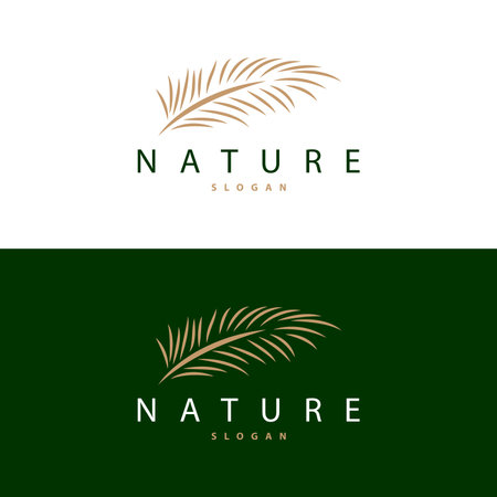 Palm Leaf Logo Design Vector Simple Minimalist Symbol Illustration Templateのイラスト素材