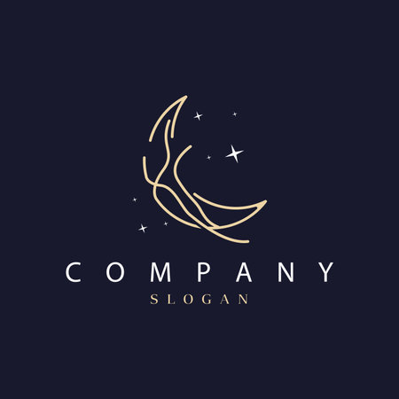 Moon Logo, Star Sky Moon Design Premium Vector Illustration Templateのイラスト素材