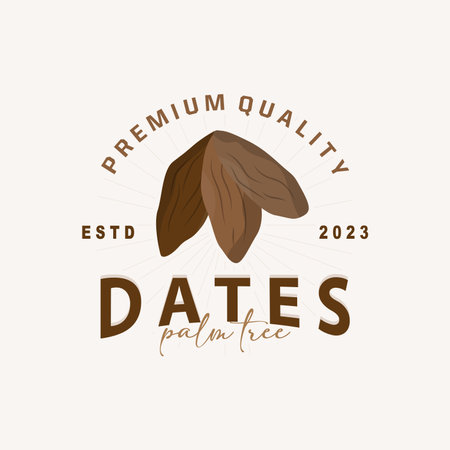 Date Fruit Logo, Elegant Minimalist Premium Design, Sweet Date Fruit Logo Templet Illustrationのイラスト素材