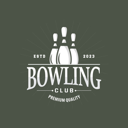Bowling Sports Club Logo, Bowling Ball And Pin Design Vector Tournament Templet Illustrationのイラスト素材