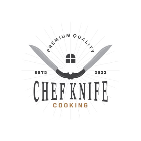 Kitchen Knife Logo, Chef Knife Logo Vector Design Illustration Templateのイラスト素材