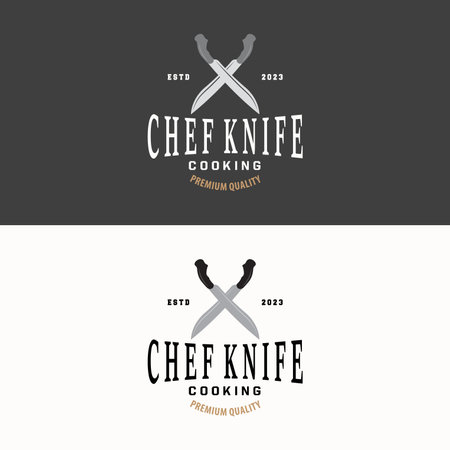 Kitchen Knife Logo, Chef Knife Logo Vector Design Illustration Templateのイラスト素材