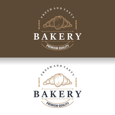 Bread Logo, Old Retro Vintage Style Bakery Shop Design, Vector Wheat Bread Simple Tremplet Illustrationのイラスト素材
