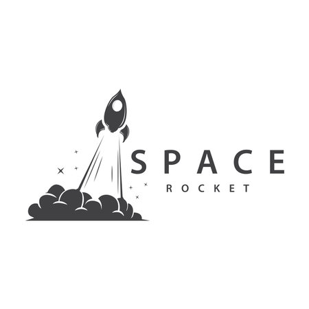 Space Rocket Logo Design, Space Vehicle Technology Vector, Simple Templet Modern Illustrationのイラスト素材