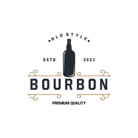 Whiskey Logo, Drink Label Design With Old Retro Vintage Ornament Illustration Premium Templateのイラスト素材