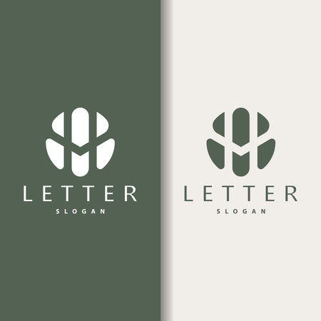 Initial HM Letter Logo, Modern and Luxury Vector Minimalist MH Logo Templateのイラスト素材