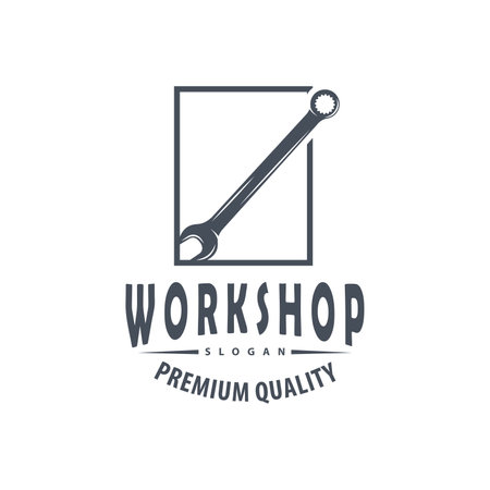 Repair Workshop Logo, Simple Key and Gear Design for a Simple Vehicle Repair Business, Vector Templet Illustrationのイラスト素材