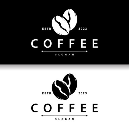 Coffee Logo, Simple Caffeine Drink Design from Coffee Beans, for Cafe, Bar, Restaurant or Product Brand Businessのイラスト素材