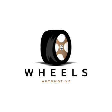 Vehicle Wheel Service Logo, Simple Modern Design Automotive Maintenance Repair, Vector Templetのイラスト素材