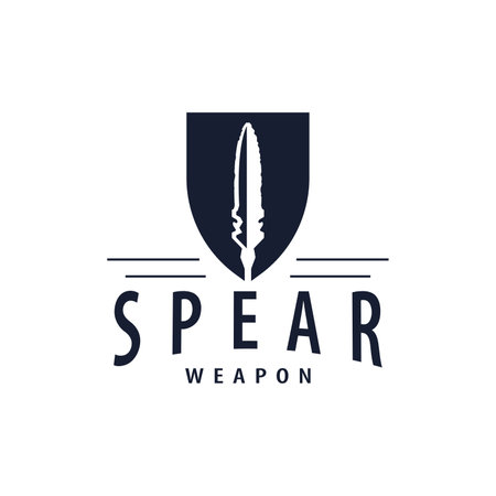 Spear Logo, Arrowhead Weapon Design Hunting Spear Simple Vintage Retro Rustic Minimalist Conceptのイラスト素材