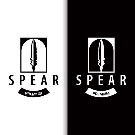 Spear Logo, Arrowhead Weapon Design Hunting Spear Simple Vintage Retro Rustic Minimalist Conceptのイラスト素材