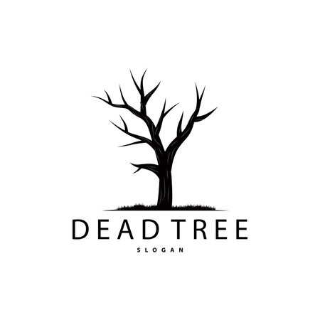 Dry Tree Logo, Dead Tree Plant Design Vector Silhouette Illustration Templateのイラスト素材