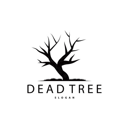 Dry Tree Logo, Dead Tree Plant Design Vector Silhouette Illustration Templateのイラスト素材