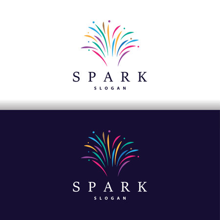 Firework Logo, Modern Abstract Design Simple Colorful Spark, Vector Template Illustrationのイラスト素材