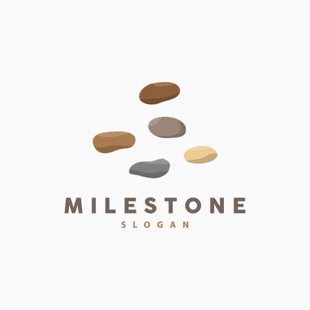 Stone Logo, Premium Elegant Design, Stone Balance Vector, Stepping Rock Walking Icon Illustration Designのイラスト素材