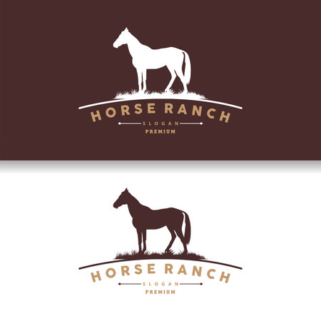 Horse Logo, West Country Farm Ranch Cowboy Logo Design, Simple Illustration Templateのイラスト素材