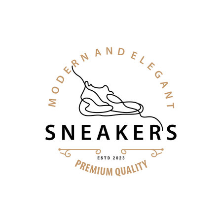 Shoe Logo, Minimalist Line Style Sneaker Shoe Design Simple Fashion Product Brandのイラスト素材