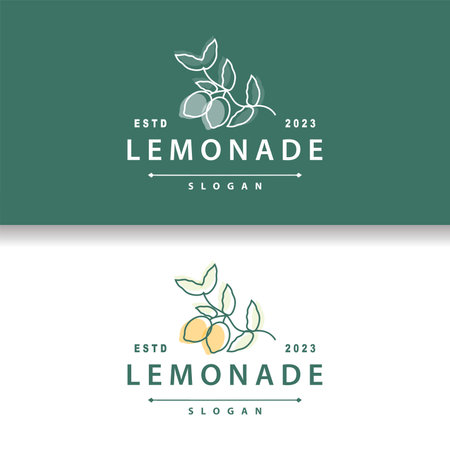 Lemon Logo, Fresh Lemon Juice Illustration Design For Minimalist, Elegant, Luxurious Plantationのイラスト素材