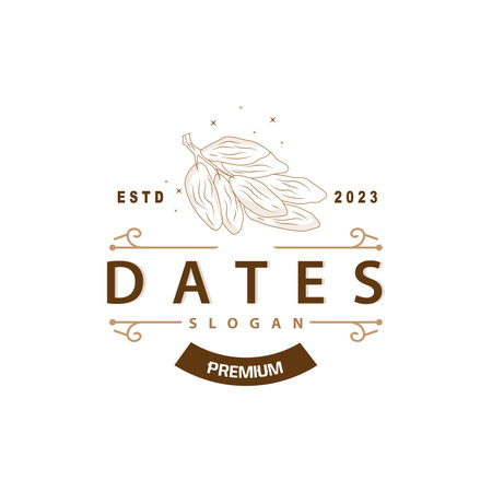 Date Fruit Logo, Elegant Minimalist Premium Design, Sweet Date Fruit Logo Templet Illustrationのイラスト素材