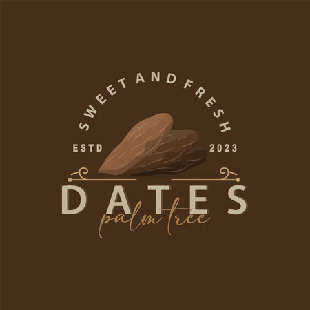 Date Fruit Logo, Elegant Minimalist Premium Design, Sweet Date Fruit Logo Templet Illustrationのイラスト素材