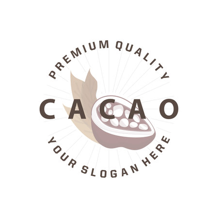 Cacao Bean Logo, Premium Design Vintage Retro Old Fresh Organic Garden Plant Seed Simple Minimalistのイラスト素材