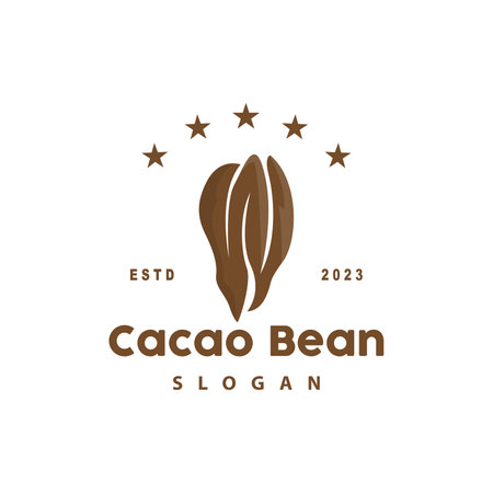 Cacao Bean Logo, Premium Design Vintage Retro Old Fresh Organic Garden Plant Seed Simple Minimalistのイラスト素材