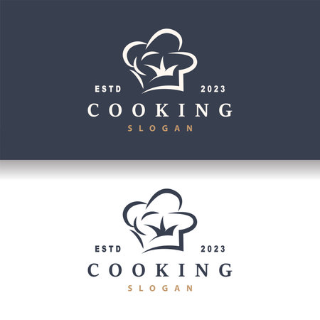 Chef Logo Design Cooking Inspiration And Chef Hat With Simple Lines For Restaurant Business Brandsのイラスト素材