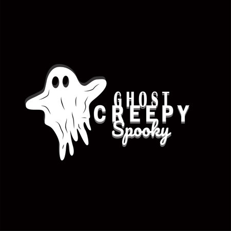 Spooky Fly Ghost Logo Simple Minimalist Vintage Scary Halloween Designのイラスト素材