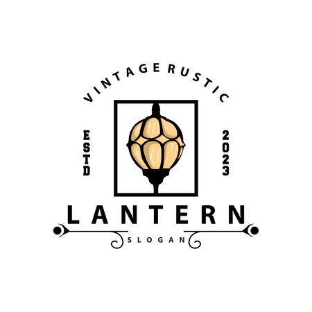 Lantern Logo Design Street Lamp Old Classic Vintage Minimalist Illustration Templateのイラスト素材