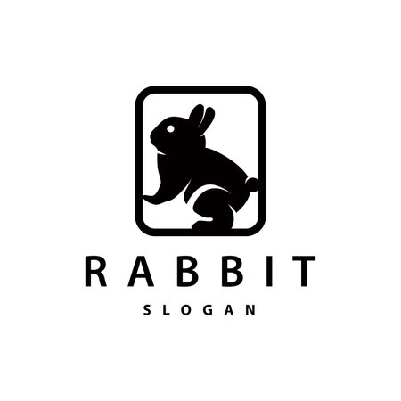 Rabbit logo design cute bunny simple animal silhouette illustration templateのイラスト素材