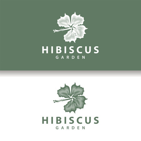 Hibiscus logo simple fresh natural flower design garden plant illustrationのイラスト素材